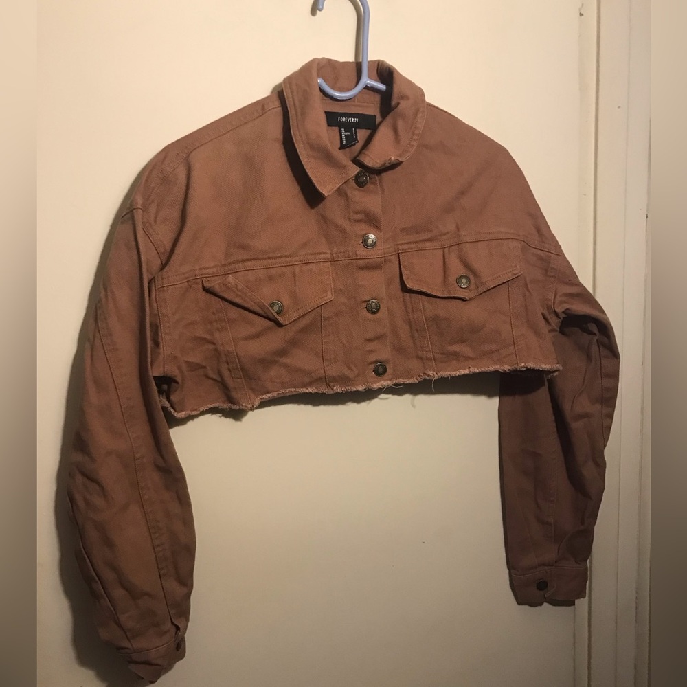 Forever 21 Cropped Tan Brown Jacket Size Small